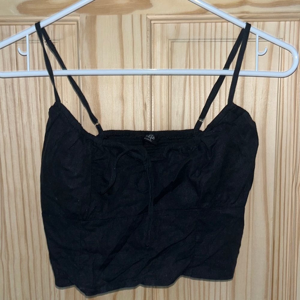John Galt (Brandy Melville) Black Tie Tank Top